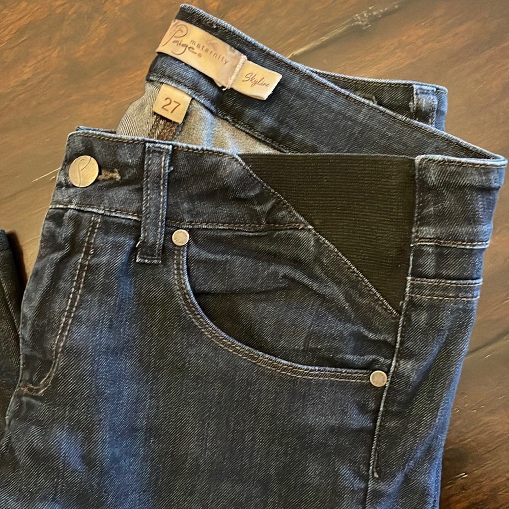 Paige Maternity Skyline Straight Legs Jeans with side panels Size 27